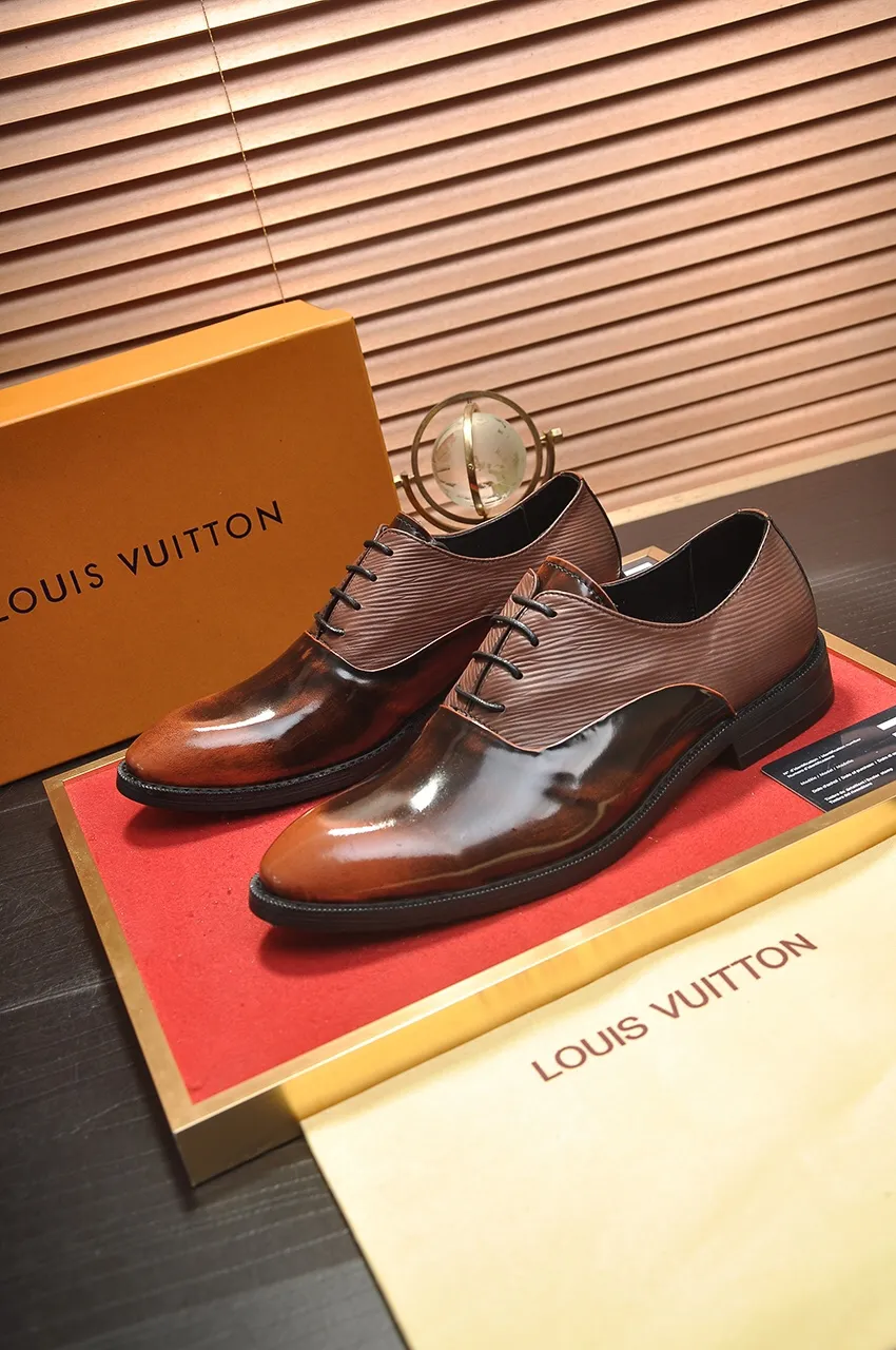 Men's shoes💰460💶【LOUIS VUITTON】(sheepskin lining) new cowhide LV formal shoes🎩🎩❗️🆘made one to one at the counter🎩original quality, imported cowhide upper➕full sheepskin lining➕original rubber outsole, {high quality visible}👣Size: 38-45 (45 custom-made)